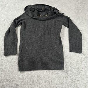 Confess Sweater Womens Large Gray Tunic Cowl Neck Grommet Knit Pullover Top